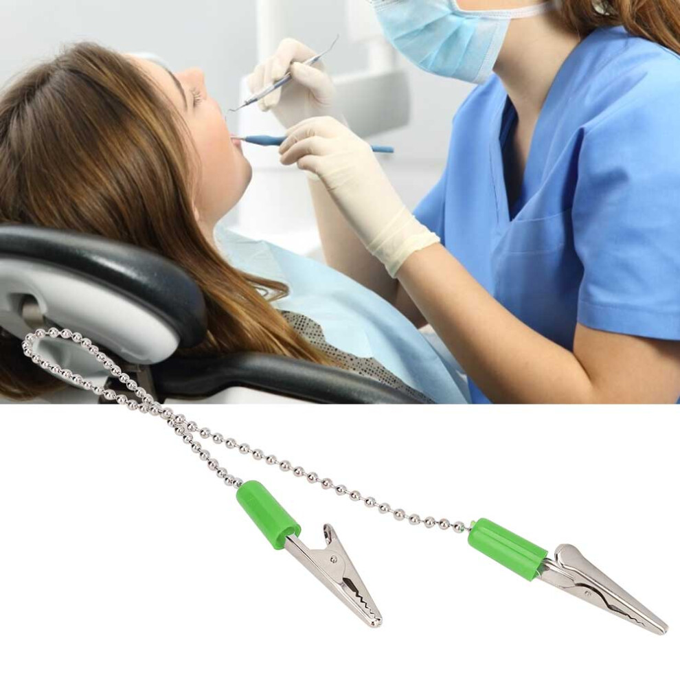 Green Dental Lab Bib Clip With Steel Ball Chain - 40Cm, Adult