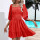 Womens Dresses Square Neck Tie Back Lantern Sleeve-White S 6