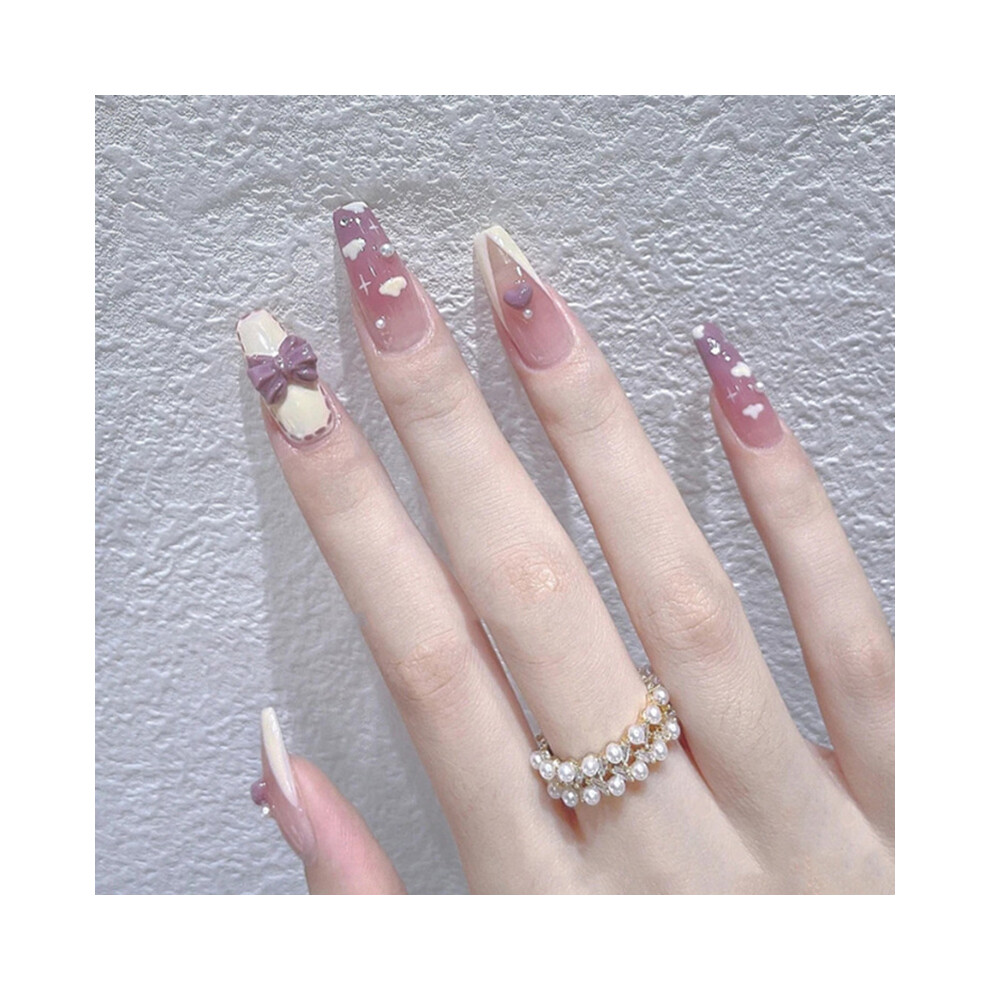 Hue-Grain 24Pcs False Nails Manicure Patch, Fashion & Long-Lasting