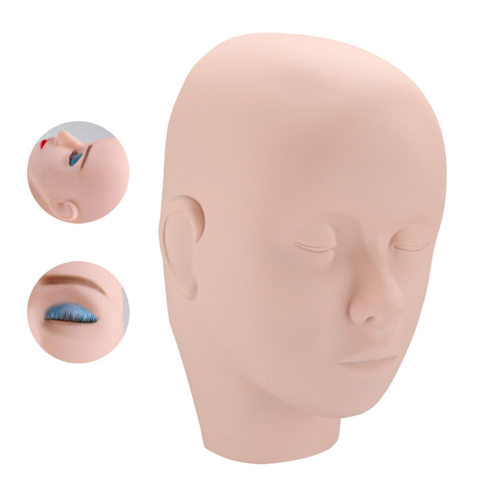 Silicone Half Head Mannequin for Tattoo Eyelash Grafting Makeup Practice, 24.5x14.1cm