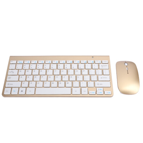 Wireless Keyboard & Mouse Set Gold, 1200dpi, 2.4G, Ultra Thin 2