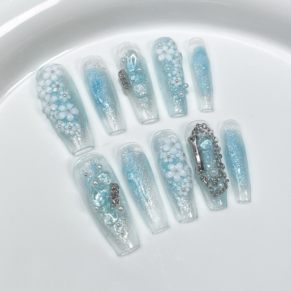 Dcph-Clothing (Xs) Glitter French Press On Nails For Women
