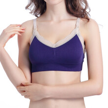 Blue XL Wireless Nursing Bra for Pregnant Women, Open Buckle Lace