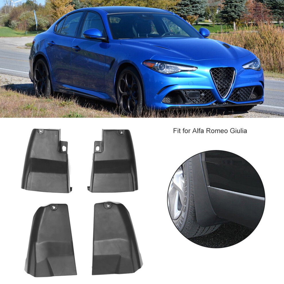 4Pcs Car Mudguards Fenders For Alfa Romeo Giulia Abs Set Black 7641392437833