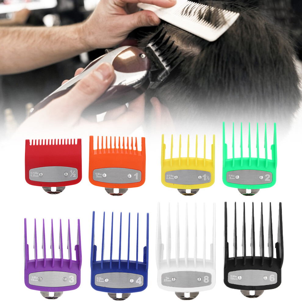 8pcs Hair Clipper Limit Comb Set, ABS, Sizes 1.5-25mm