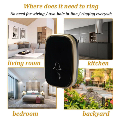 Wireless Doorbell Kit Waterproof Cordless Chime 2