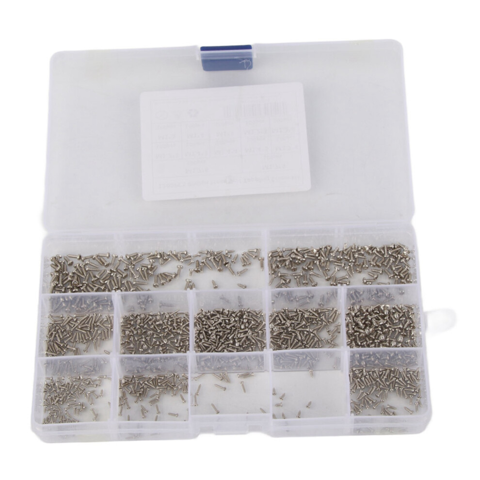 1200Pcs Mixed Self-Tapping Screws Silver