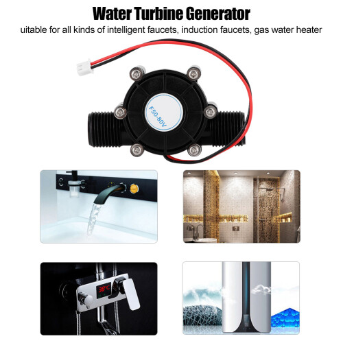 0-80V 10W Micro Hydroelectric Water Generator ABS Black 88mm