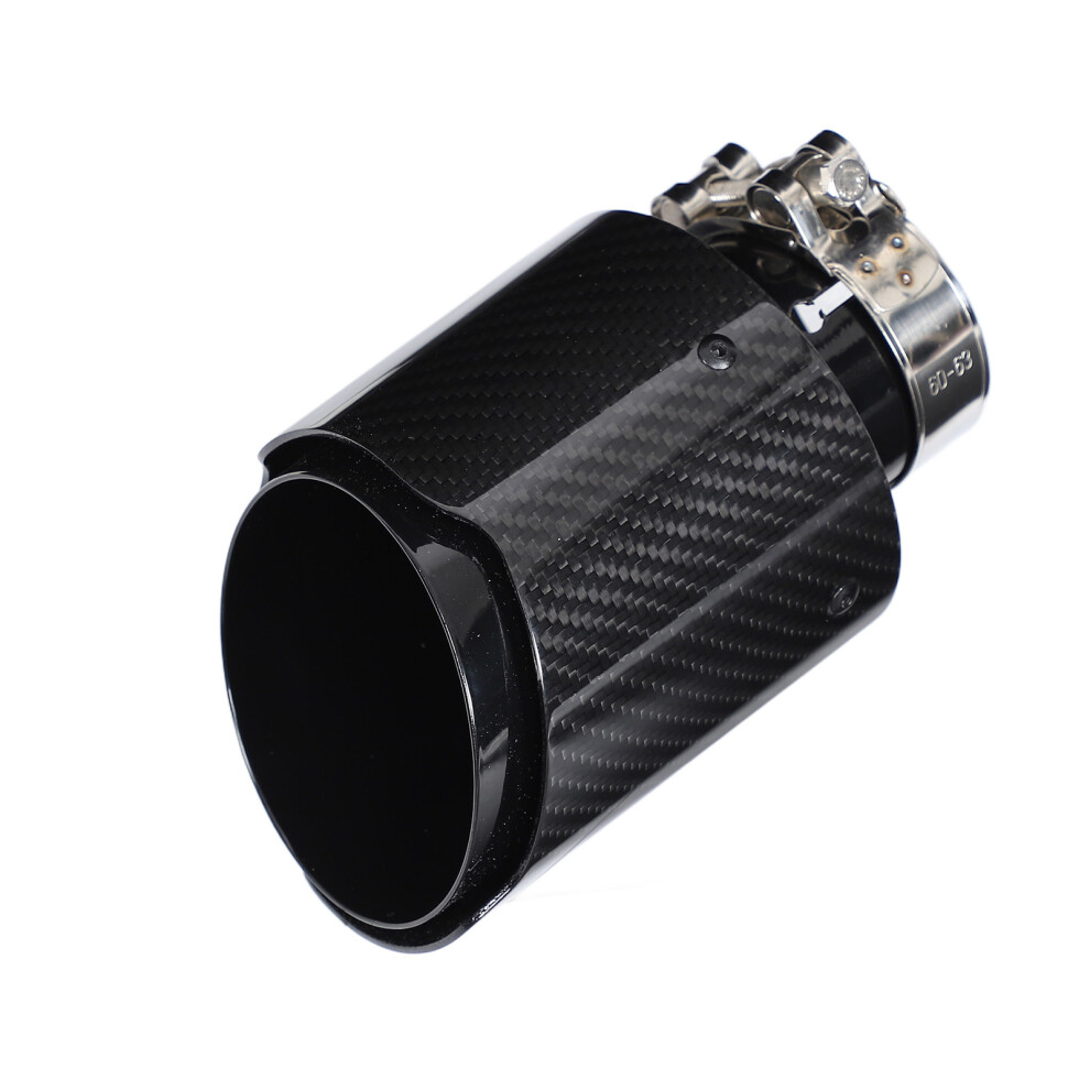 Universal Stainless Steel & Carbon Fiber Exhaust Tail Pipe Tip 63Mm Inlet 101Mm Outlet 7901392702813