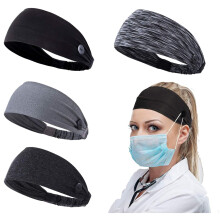 Elegantes Boho-Stirnband mit Knöpfen als Ohrenschoner für Masken, Nasenkanülenschutz mit Anti-Rutsch-Funktion, elastisches Sport-Kopfband für
