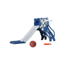 3 in 1 Baby Slide for Indoor Use with Climber, Basketball Hoop, Basketball, for Ages 18-36 Months - Blue