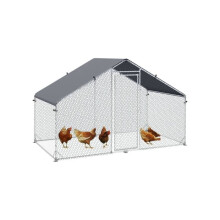 Large Chicken Coop, Galvanized Walk In Chicken Coop Hen House with Water-Resistant Cover, 3 x 1.7 x 1.9m