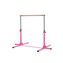 Height Adjustable Gymnastics Horizontal Bar for Kids, Children Junior Kip High Bar Fitness, Pink