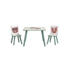 Kids and Table Chairs, Children Desk with Two Chairs, Toddler Furniture Set, for Ages 3-6 Years - Green