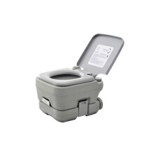 10L Portable Travel Toilet Outdoor Camping Picnic with 2 Detachable Tanks & Push-button Operation, Grey