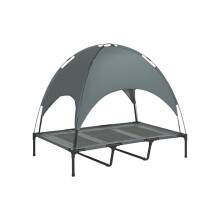 Raised Dog Bed Waterproof Elevated Pet Cot with Breathable Mesh UV Protection Canopy Grey, for XL Dogs, 122 x 92 x 108cm