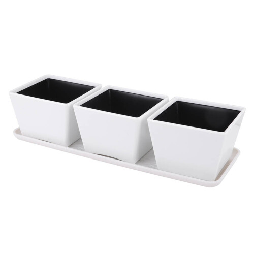 Cute Water Cup Set with Tray, White, Plastic, Home Use
