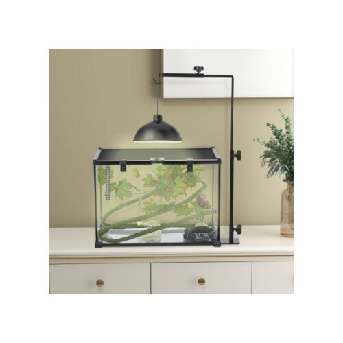 Adjustable Height and Length Reptile Lamp Stand Holder with Hook Hanging, Base - Black 1