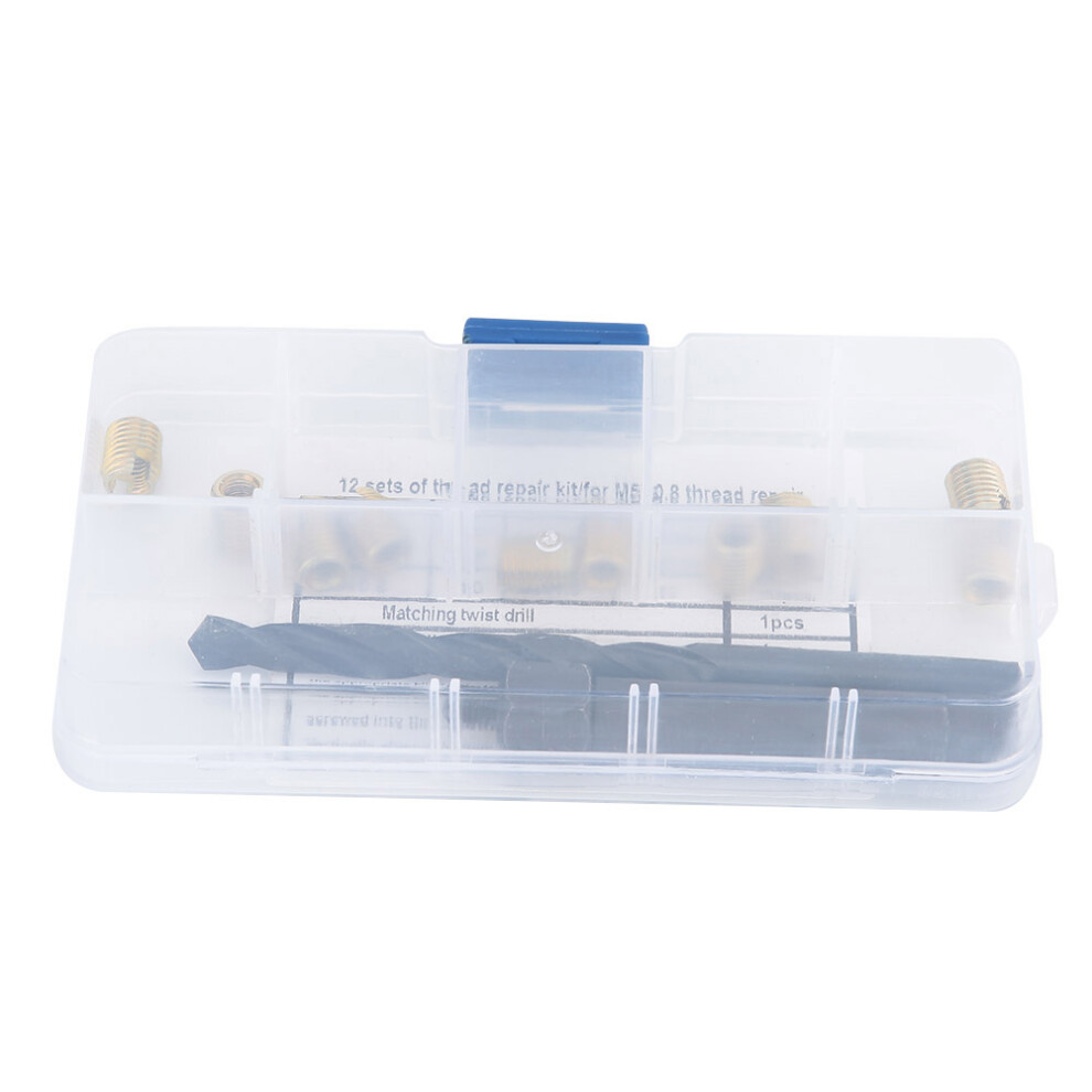 12Pcs M5 X 0.8 Thread Repair Kit Self Tapping Inserts Tool Set 5001392704687