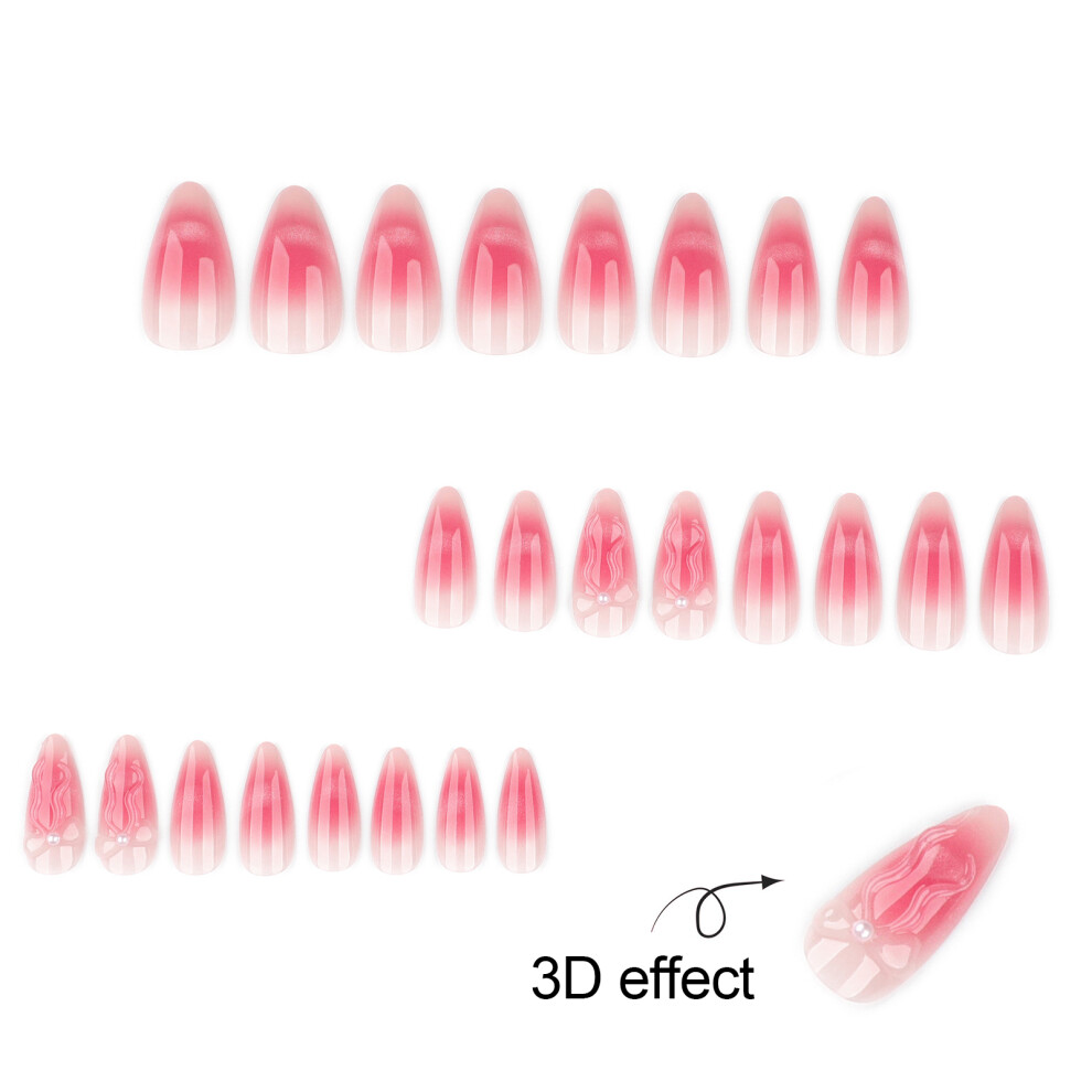 Roc-Electron 3D Bow Blush Press-On Nails - 24Pcs