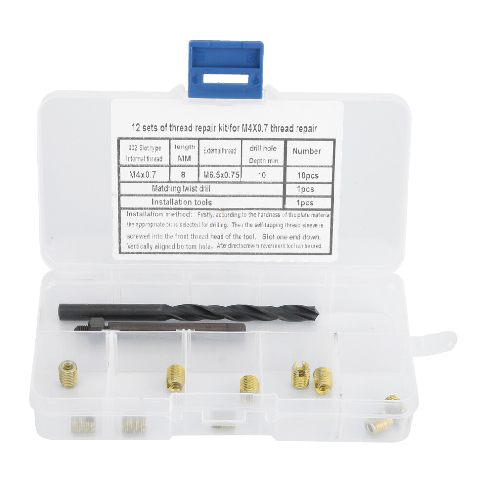 12-Piece Self-Tapping Thread Repair Kit M4x0.7