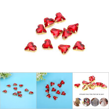 10pcs Red Heart-Shaped Imitation Crystal Stones 12x13mm for DIY Crafts