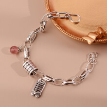 (SL0274) Vintage heart-shaped natural strawberry crystal bracelet for girls, a unique accessory for the fashion trend of Instagram.