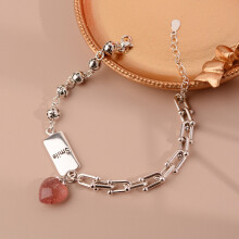(SL0277) Vintage heart-shaped natural strawberry crystal bracelet for girls, a unique accessory for the fashion trend of Instagram.
