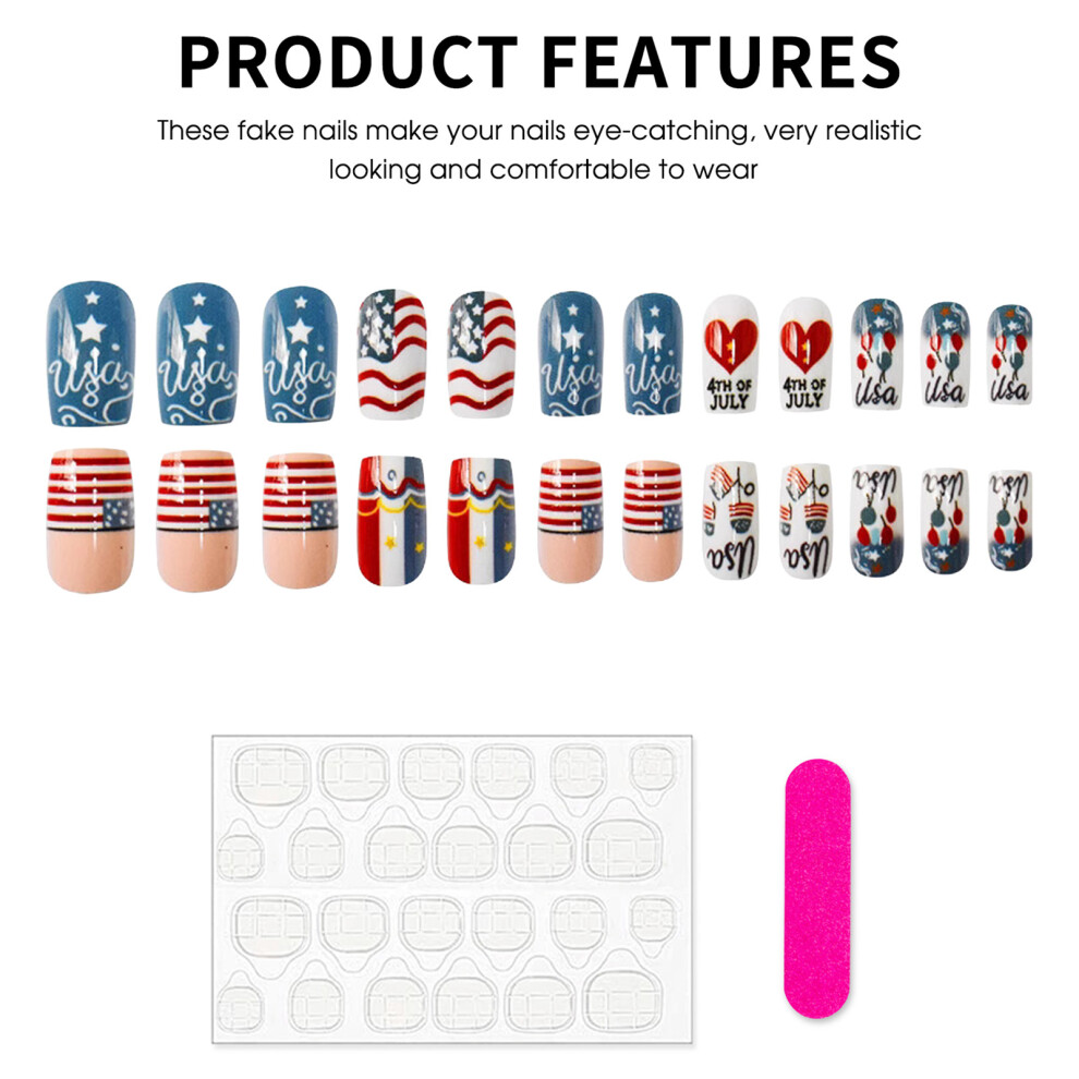 Hue-Grain Star Heart 24Pcs Fake Nails, Lightweight & Durable