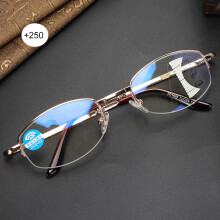 Blue Light Blocking Multifocal Presbyopic Reading Glasses +250 Gold Frame