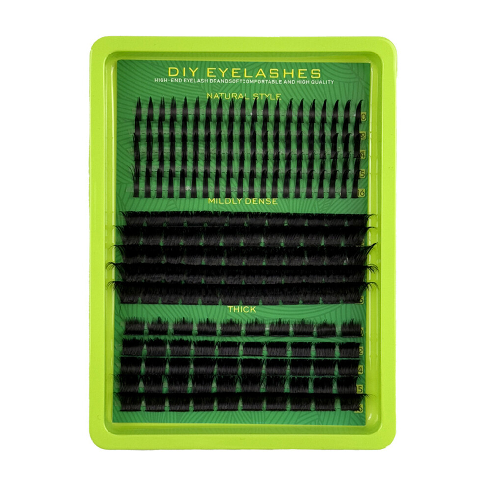 Dcph-Clothing (A42 Green Large Tray) Fairy Trio Lashes - Black D-Curl Segmented