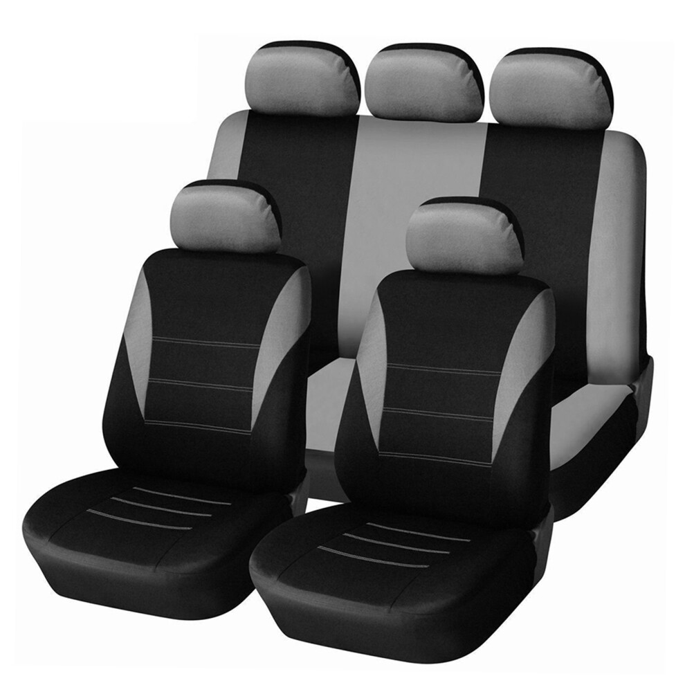 9 Pcs Car Seat Cover Set Universal Full Surround Headrest, Durable, Washable In Red/Gray/Blue 4011392706926