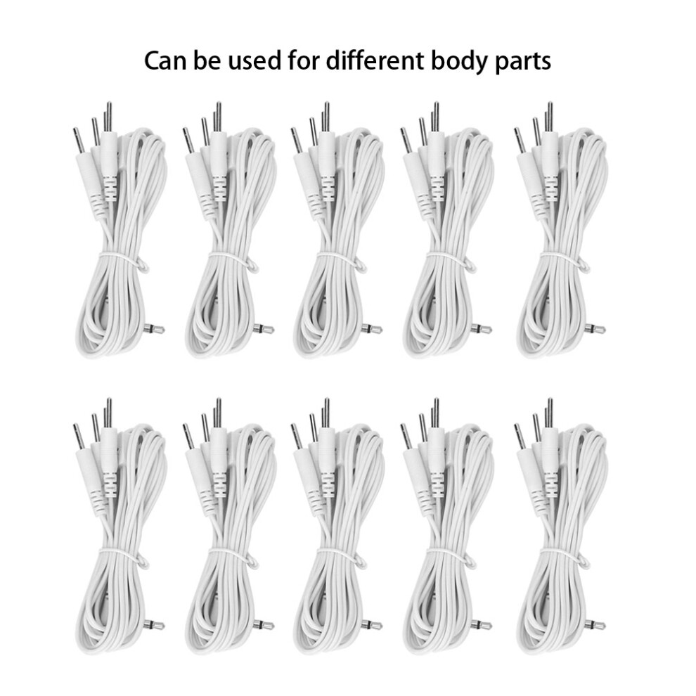 10pcs 3.5mm Electrode Lead Wires for TENS Unit, 123cm Cable