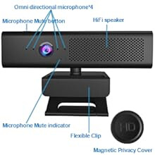 Webcam profissional com alto-falante integrado, Full HD 1080p para laptops, monitores LCD e tripés. Taxa de atualização de 60 fps garante vídeos