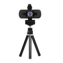1080P Wide-angle USB Webcam with Tripod, Noise Mic, Lens Cover