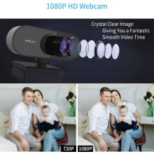 Webcam 2K QHD com microfone omnidirecional e tecnologia avançada de compressão de vídeo para videoconferências, jogos e aulas online sem