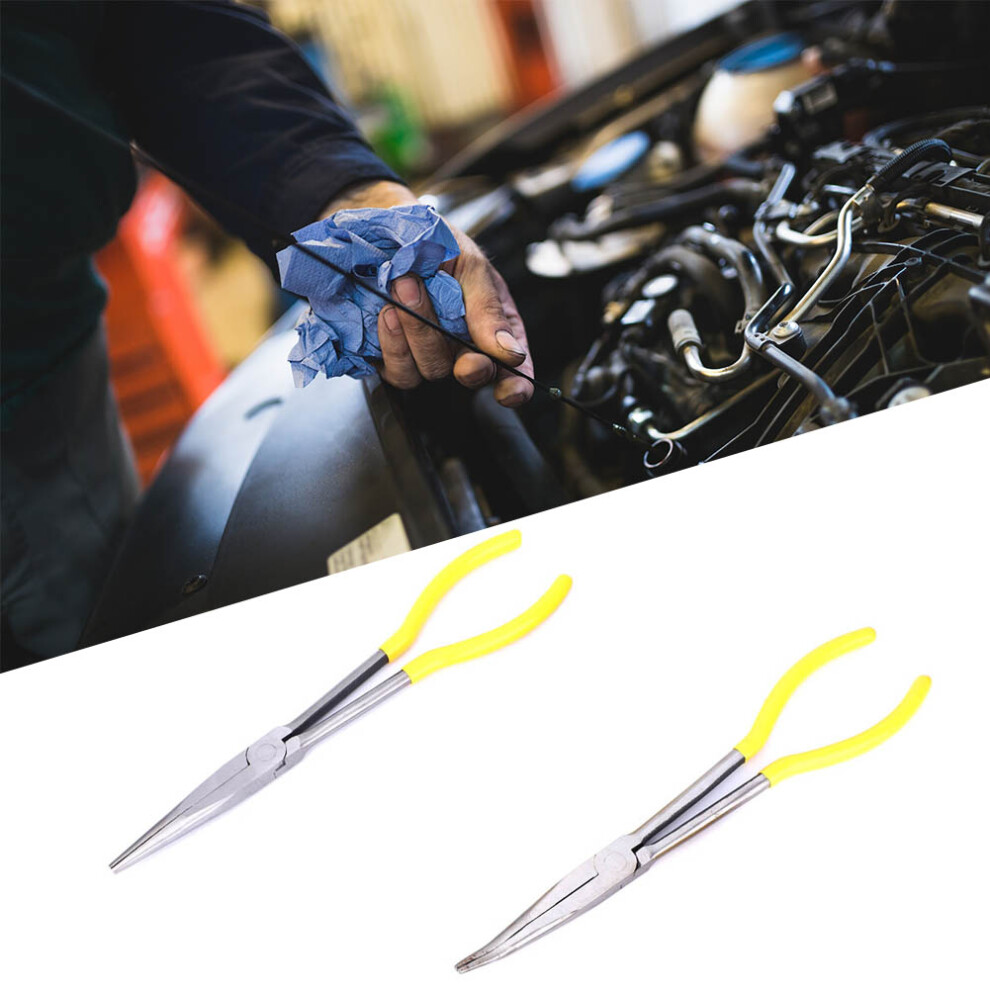 2Pcs 11In Carbon Steel Long Nose Pliers 45 & Straight Noses 7891392456772