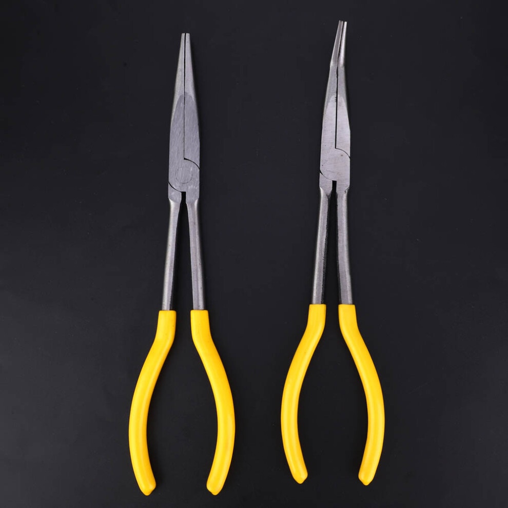 2Pcs 11In Carbon Steel Long Nose Pliers 45 & Straight Nose Tools 8471392709574