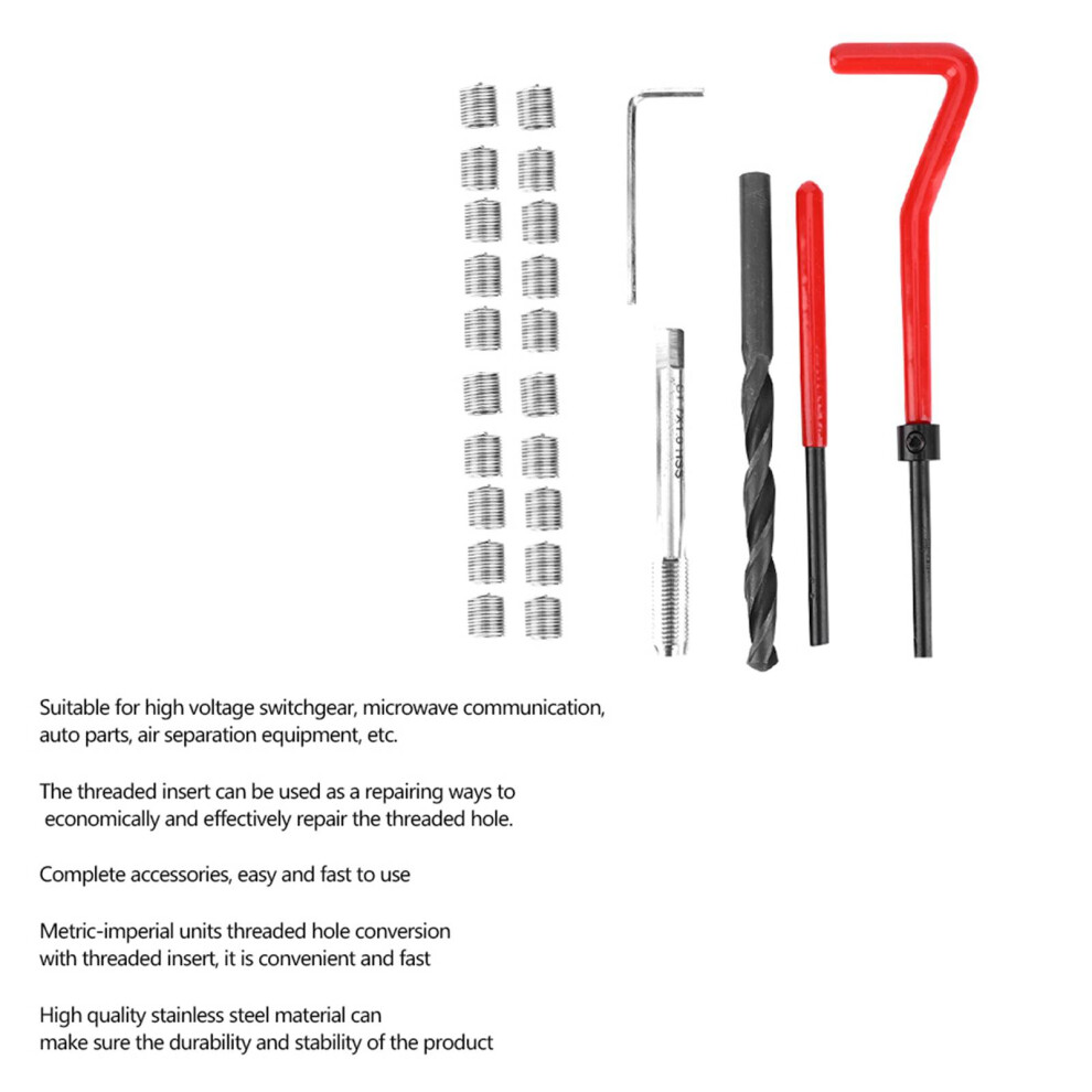 Thread Repair Kit 25Pcs Stainless Steel M7x1 Drill & Tap Insertion Tool 4681392709953