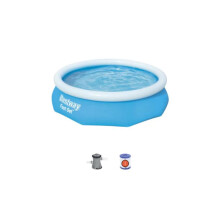10ft x 30in Blue Round Fast Set Inflatable Above Ground Pool Set