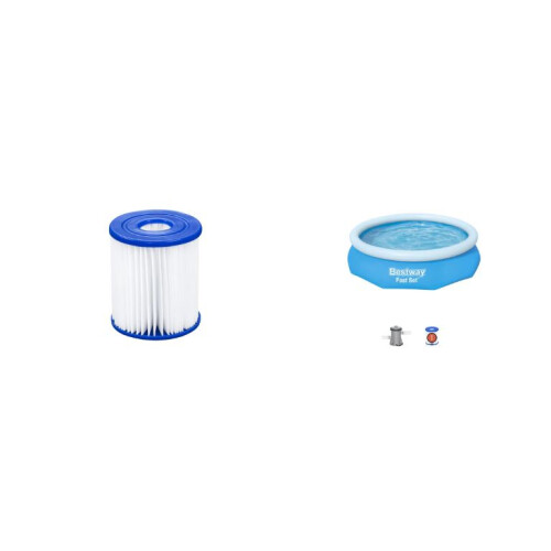 Bestway 10ft x 30in Blue Round Fast Set Inflatable Above Ground Pool Set 2