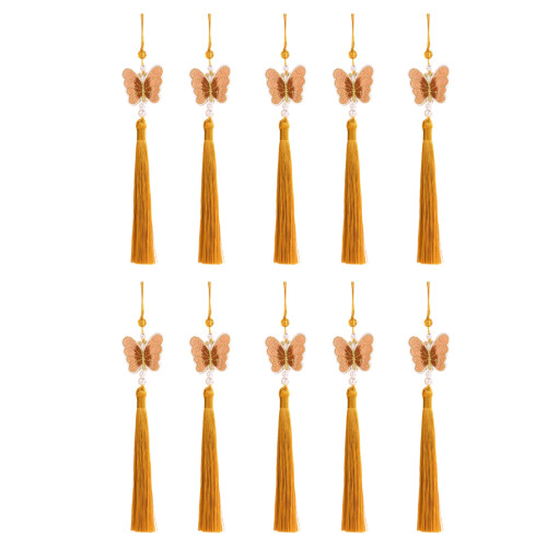 Sturdy Ice Silk Polyester Butterfly Tassels-Earthy Yellow