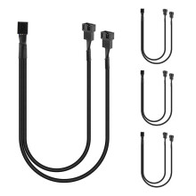 4 Pack PWM Fan Splitter Cable Y Splitter Computer PC Fan Power Cable 4 Pin 1 to 2 Converter, Black Sleeved Braided