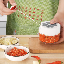 Manual Food Grinder Chopper, Gray, 8.5cm Diameter, 7cm Height