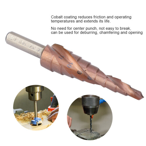 4-12mm Cobalt Coated Step Drill Bit M35 High Speed Steel & Triangular Shank 2