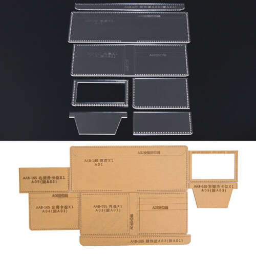 Acrylic Wallet Pattern Stencil for DIY Leather Crafts, 9x10.5cm 2