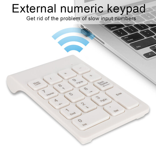 Mini Wireless Numeric Keypad 2.4G USB Lightweight Ergonomic Accessory White 2