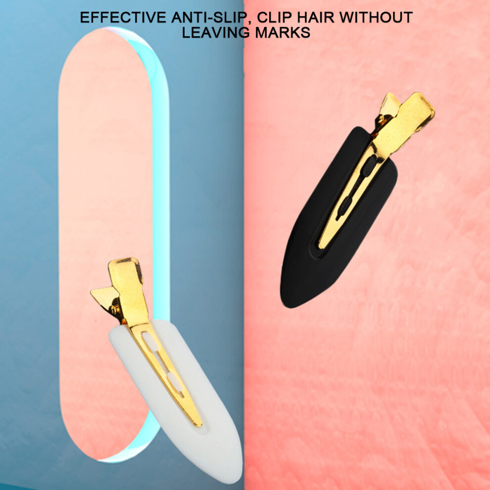 8pcs Leaf Shape Anti-Slip Hair Clips Black White Hair Accessories