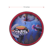 Ocean Drum 10-inch Wooden Sea Wave Frame Drum Gentle Sound Musical Toy Red