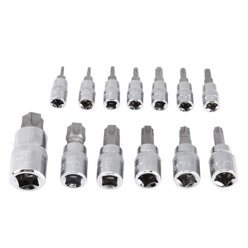 13Pcs Chrome Vanadium Torx Star Bit Socket Set 1/2", 3/8", 1/4" 2